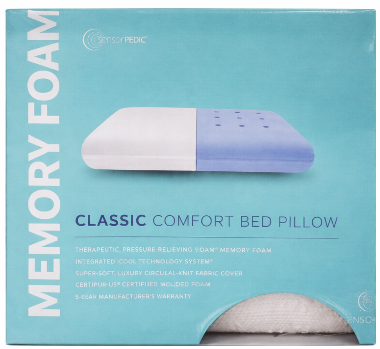Oreiller en mousse à mémoire de forme – Classic Comfort Bed Pillow