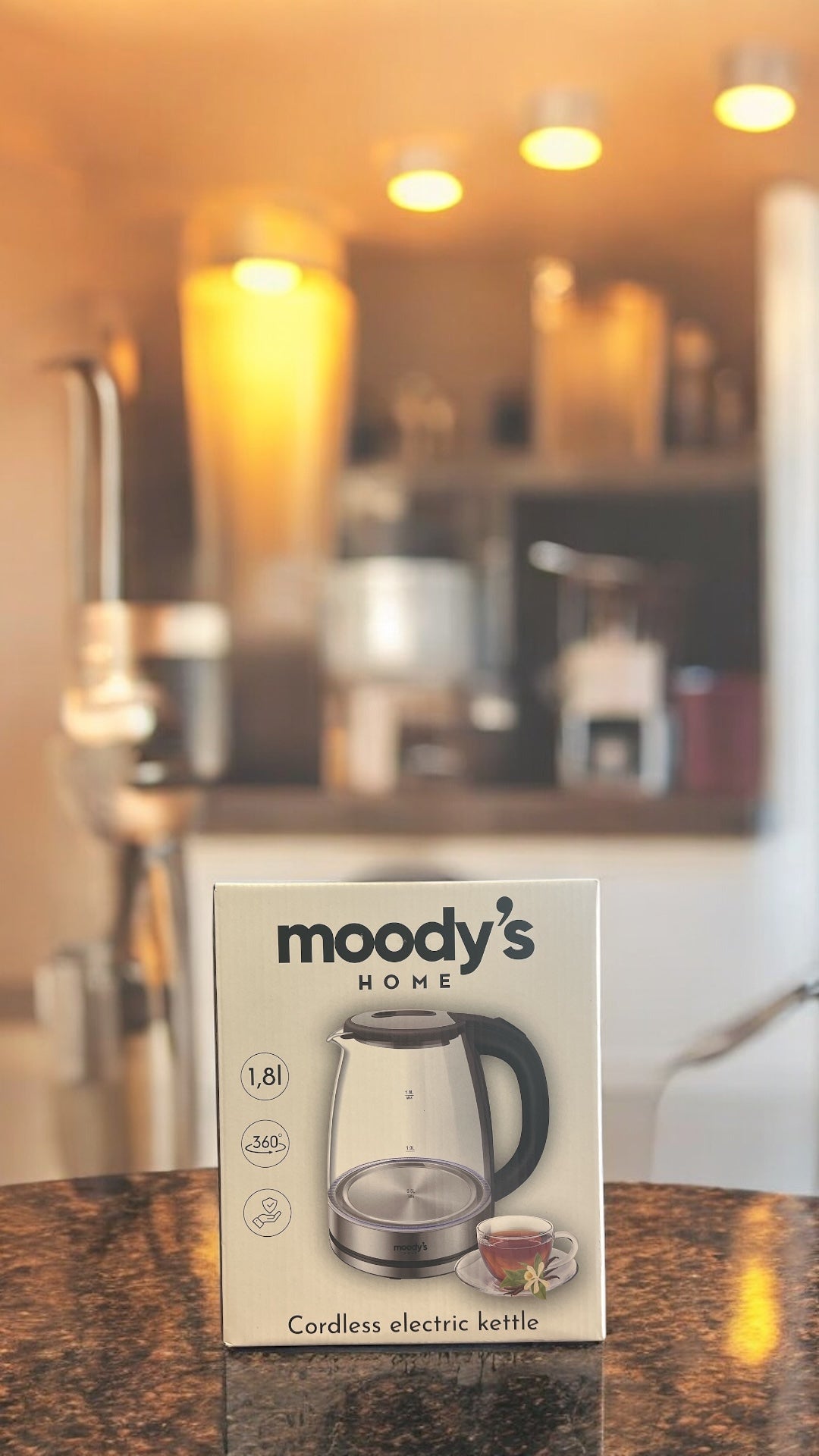Bouilloire Électrique en Verre 1.8L avec Couvercle en Acier Inoxydable - Moody’s Home