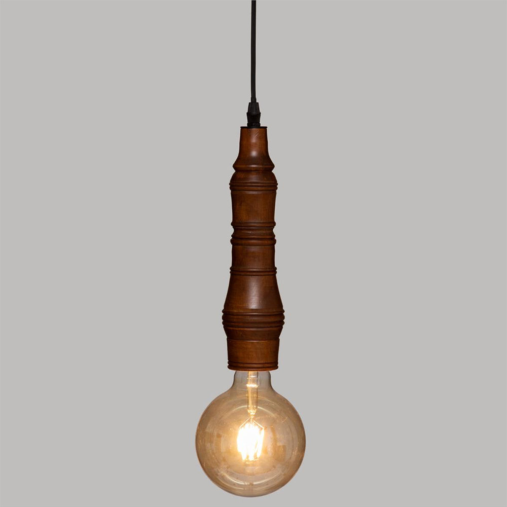 Luminaire Suspension en Bois Marron D 7 cm
