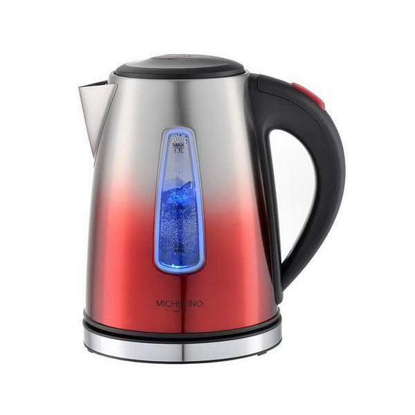 Michelino RVS waterkoker 1,7 liter rood of gradiënt blauw