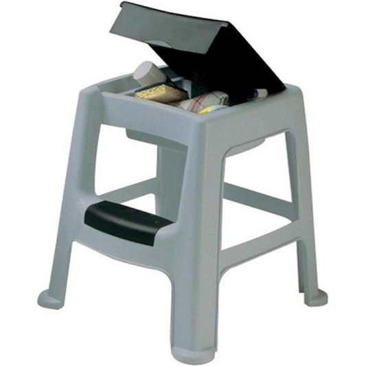 Tabouret/marchepied de cuisine gris/noir avec rangement