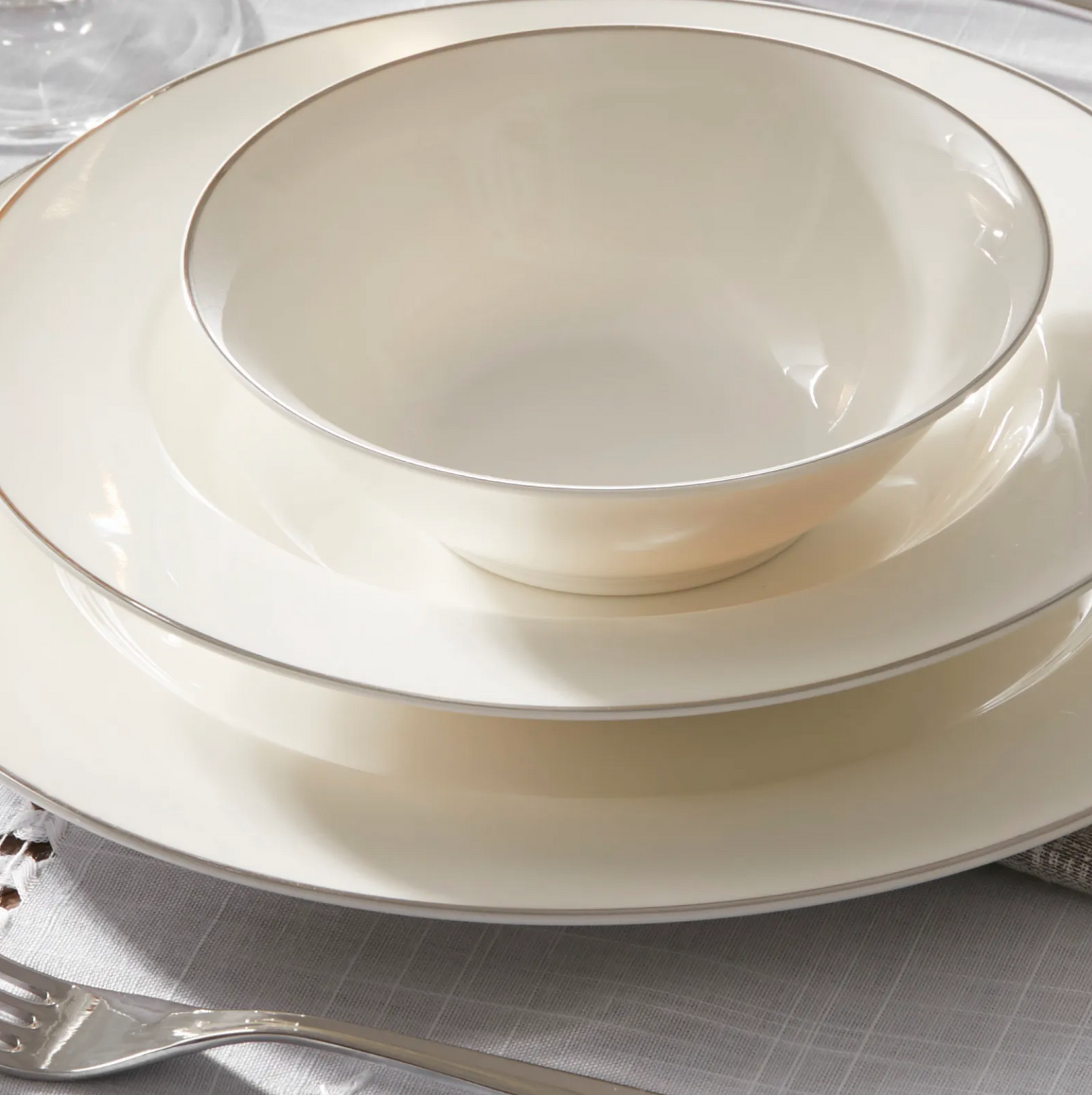 Karaca Lexi Platin 56-Piece Porcelain Dinnerware Set for 12 People