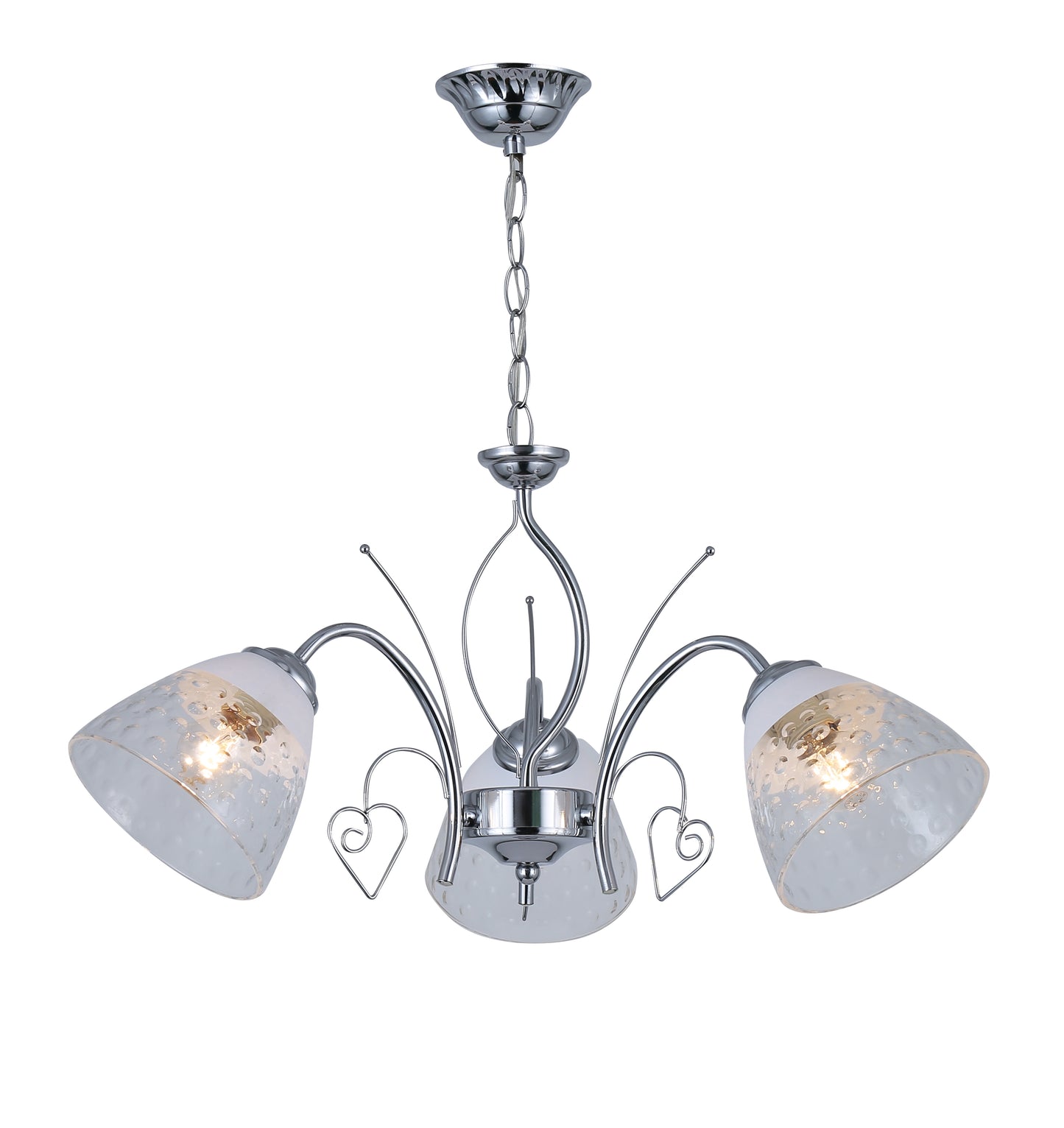 Silver Symphony 3-Light Chandelier with Decorated Glass Shades