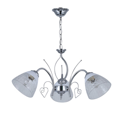 Silver Symphony 3-Light Chandelier with Decorated Glass Shades