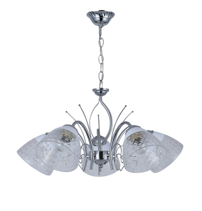 Silver Symphony: 5-Light Brilliant Chandelier with Glass Accents