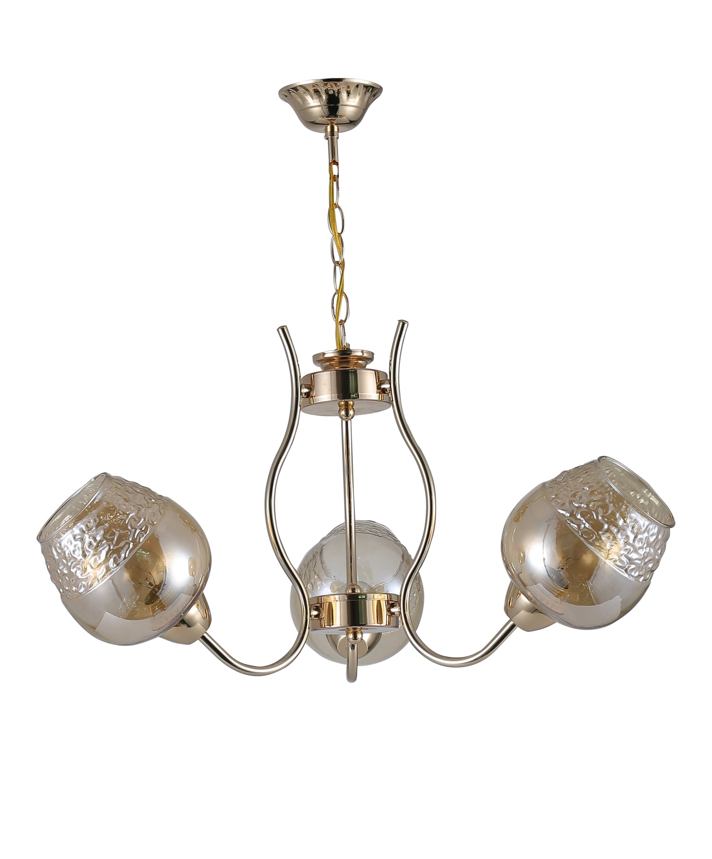 Modern Glow: 3-Light Chandelier in Gold Chrome