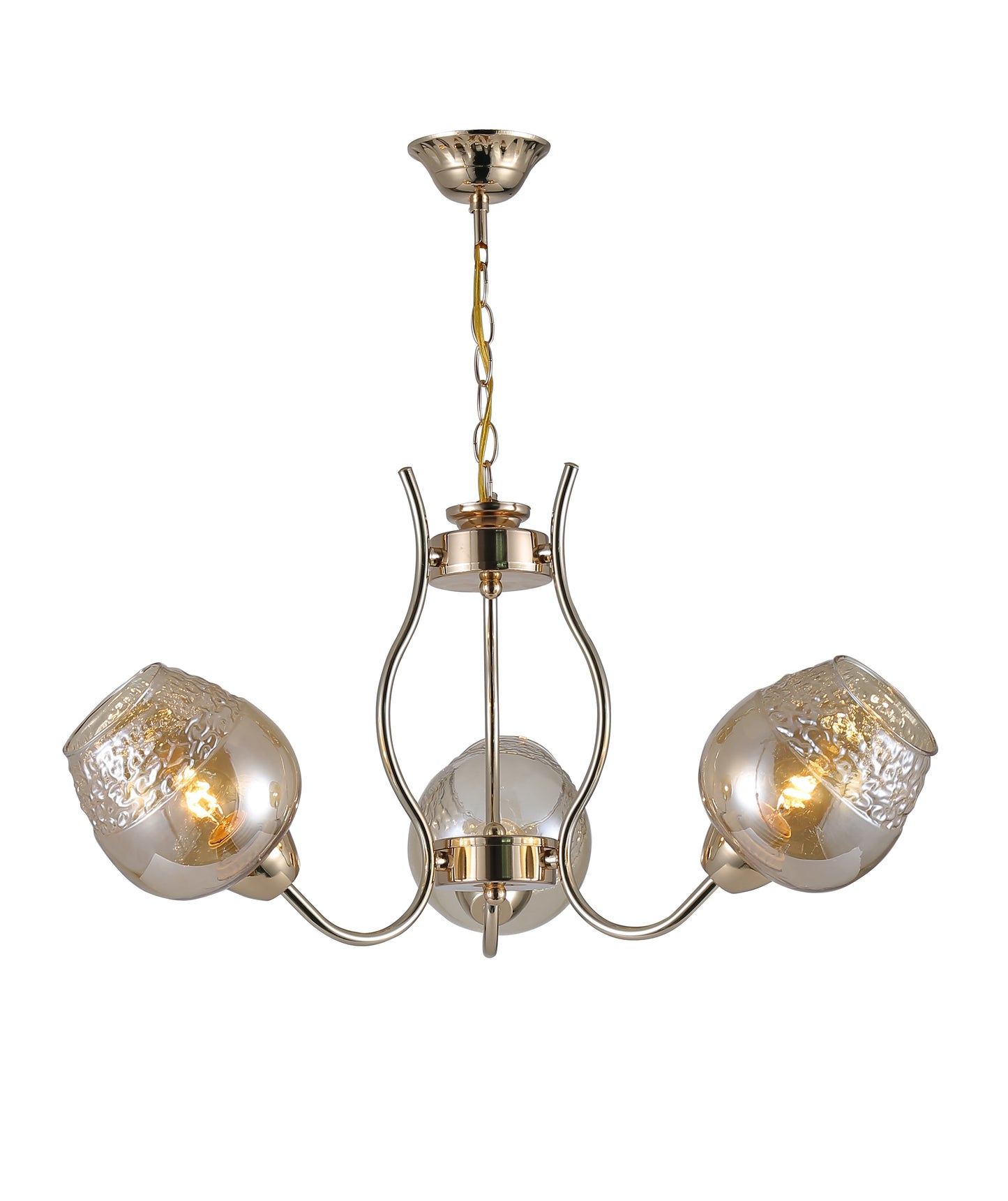 Modern Glow: 3-Light Chandelier in Gold Chrome