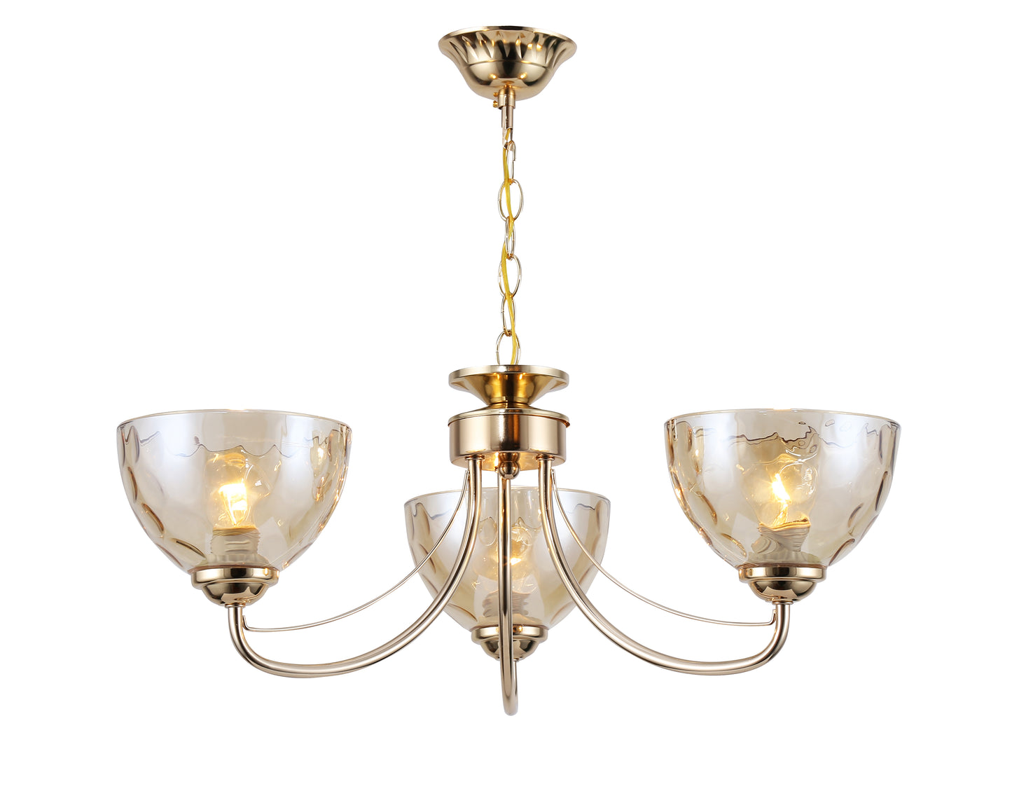 Luxury Chandelier: 3-Light Gold Chandelier with Smoked Conical Shade