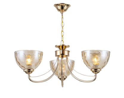 Luxury Chandelier: 3-Light Gold Chandelier with Smoked Conical Shade