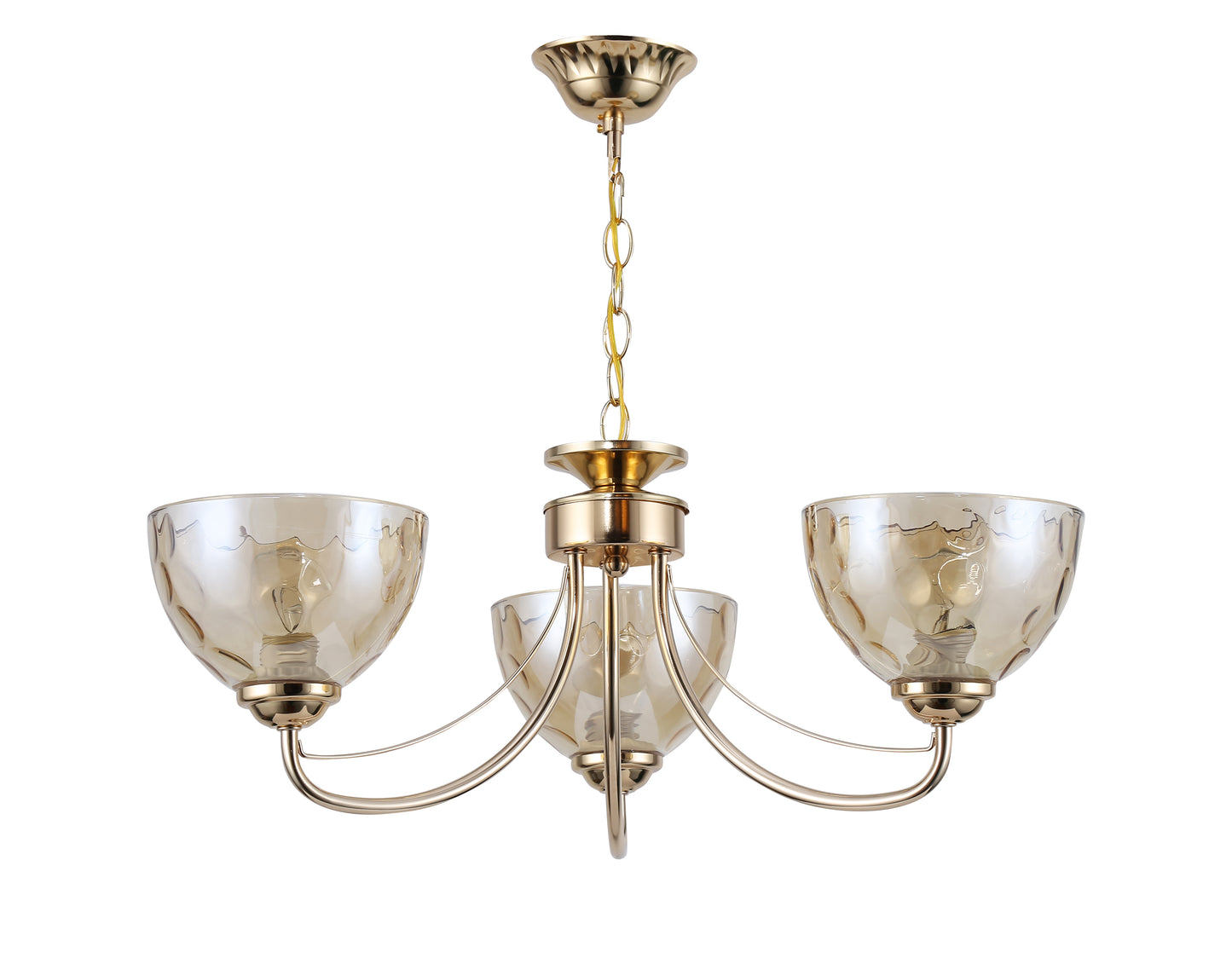 Luxury Chandelier: 3-Light Gold Chandelier with Smoked Conical Shade