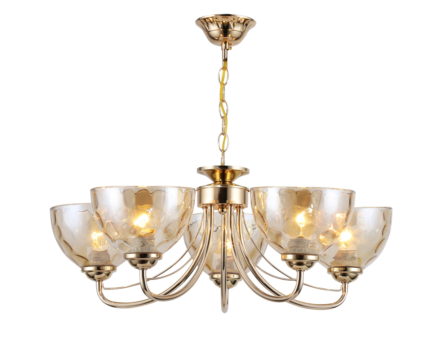 Luxury Chandelier: 5-Light Gold Chandelier with Smoked Conical Shade