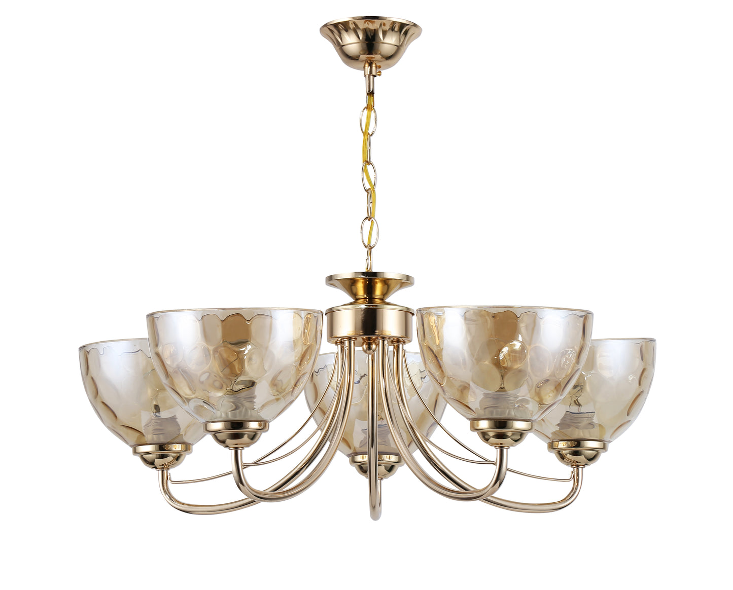 Luxury Chandelier: 5-Light Gold Chandelier with Smoked Conical Shade