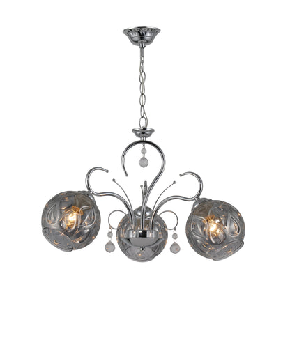 Retro Industrial Ceiling Light with Chrome Smoked Glass Globes – 3 Light Design