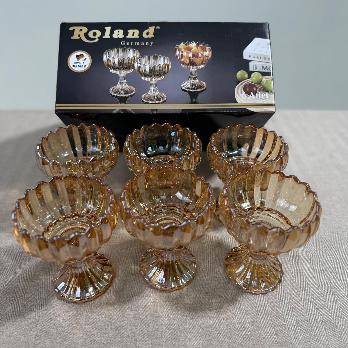 Set de Coupes à Glace – 6 Pièces en Verre Cristal
