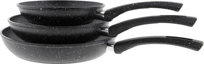 Set de 3 poêles en aluminium noir avec revêtement antiadhésif – Ø 20/24/28 cm – Roland