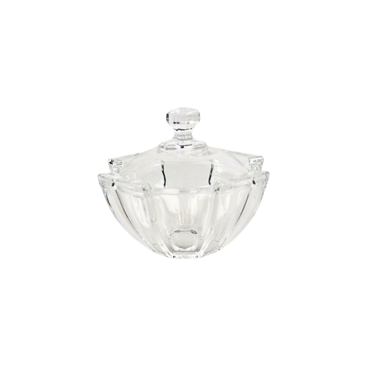 Bonbonnière en verre transparent avec couvercle – 12 cm