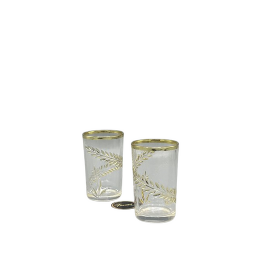 SUNAY Set of 12 Glass Cups with Golden Wheat Pattern