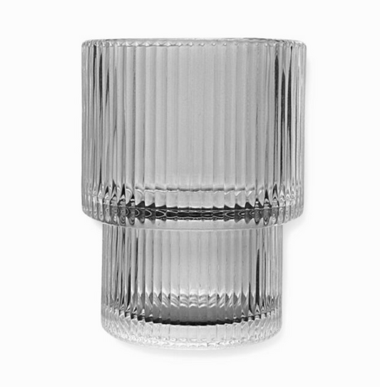 BAVARY Fluted Drinking Glass - Coffee Glass - 200 ml - Set of 6 - Glass - Stackable