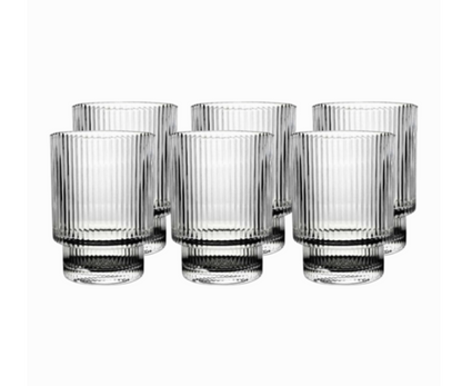 Verre à Boire Cannelé BAVARY - Verre à Café - 200 ml - Lot de 6 - Verre - Empilable