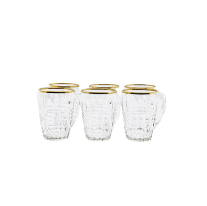 Sunay Luxe bril met gouden rand en handvat - 203 ml, set van 6