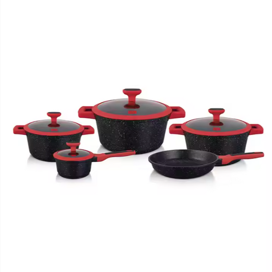 15 Piece Die-Cast Aluminum Nonstick Cookware Set with Silicone Lids