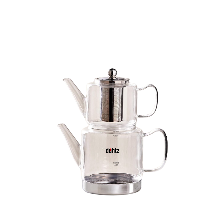 Ensemble de théière en verre XL de Duhtz – Théière de 1000 ml et Carafe à Eau de 2000 ml, Compatible Avec le Gaz et L'électricité Image principale du produit