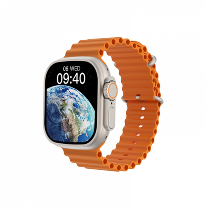 Montre Connectée Wiwu SW01 Ultra – Boîtier Argenté, Comprend des Bracelets de Sport Orange et Argent