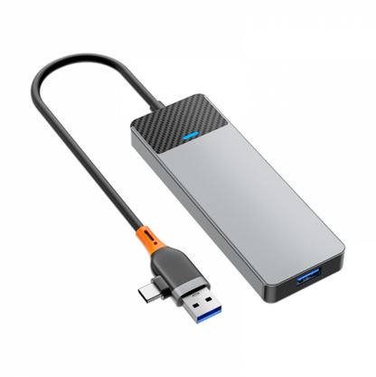 WIWU LINKER A431C 4-IN-1 USB-C AND TYPE-C HUB - GRAY