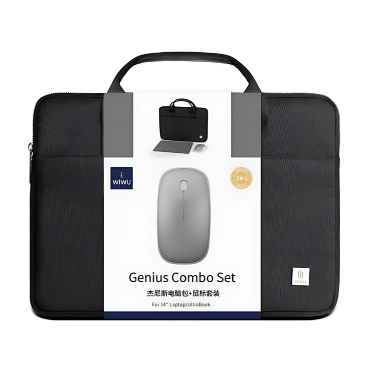 WIWU Genius Combo Set for 15.6" Laptop/Ultrabook - Bag, Mouse and Mouse Pad - Black