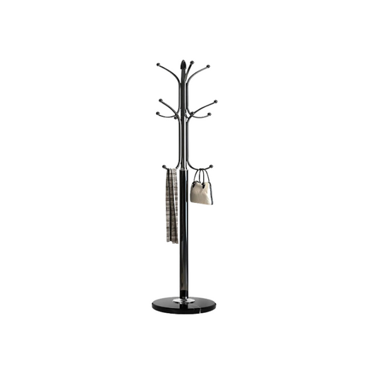 Elegant Coat Rack with Marble Base – 176x38cm Black/White/Gold/Grey