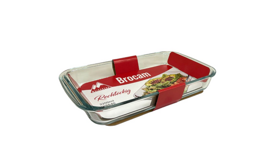 Plat de cuisson rectangulaire en verre Brocam 2200 ml