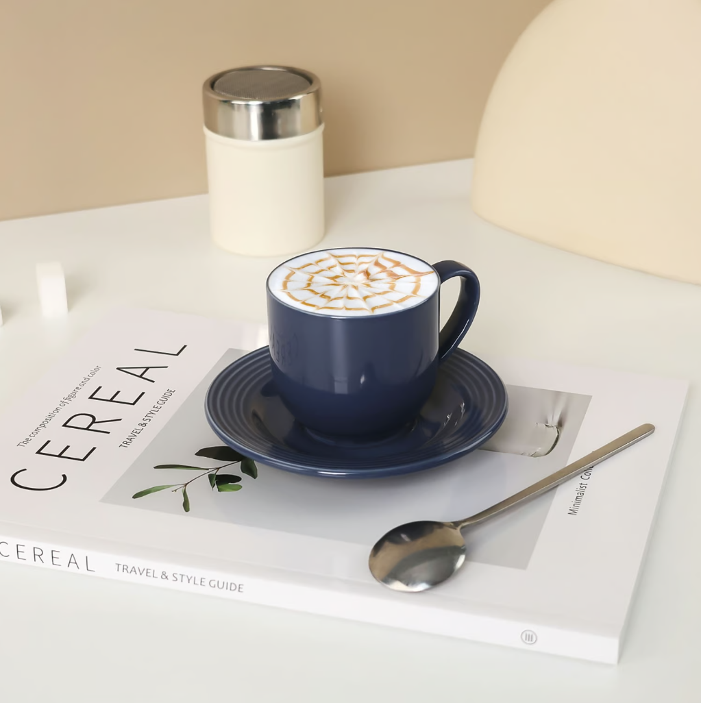 Set de 6 Tasses à Café avec Soucoupe Violette 220 ml