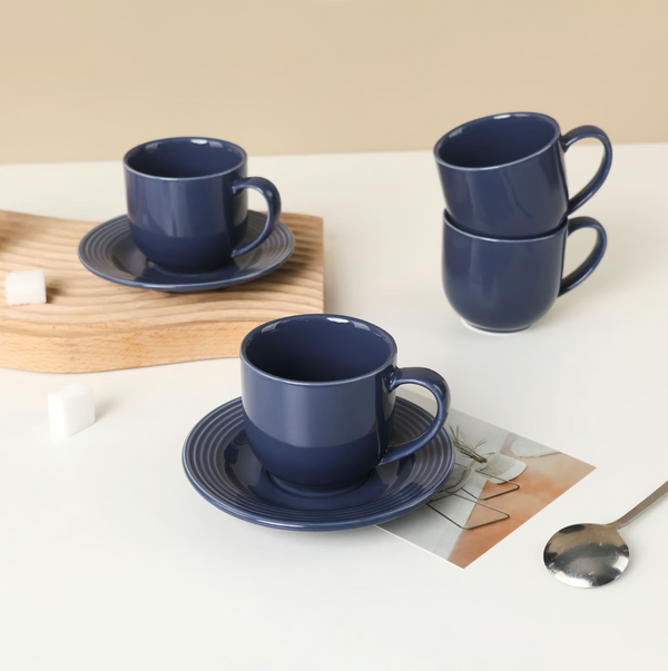 Set de 6 Tasses à Café avec Soucoupe Violette 220 ml
