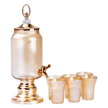 Ensemble de Verres Distributeur D'eau Transparent de Luxe 6 Tasses