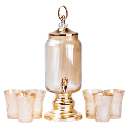 Ensemble de Verres Distributeur D'eau Transparent de Luxe 6 Tasses