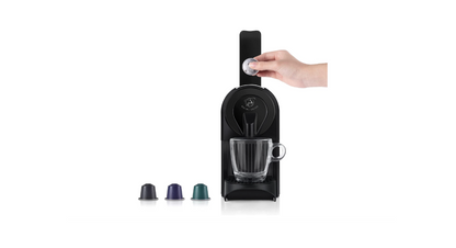 Cafetière à Capsules Royal Swiss 1 Tasse, Réservoir de 700 ml, Noir et Blanc