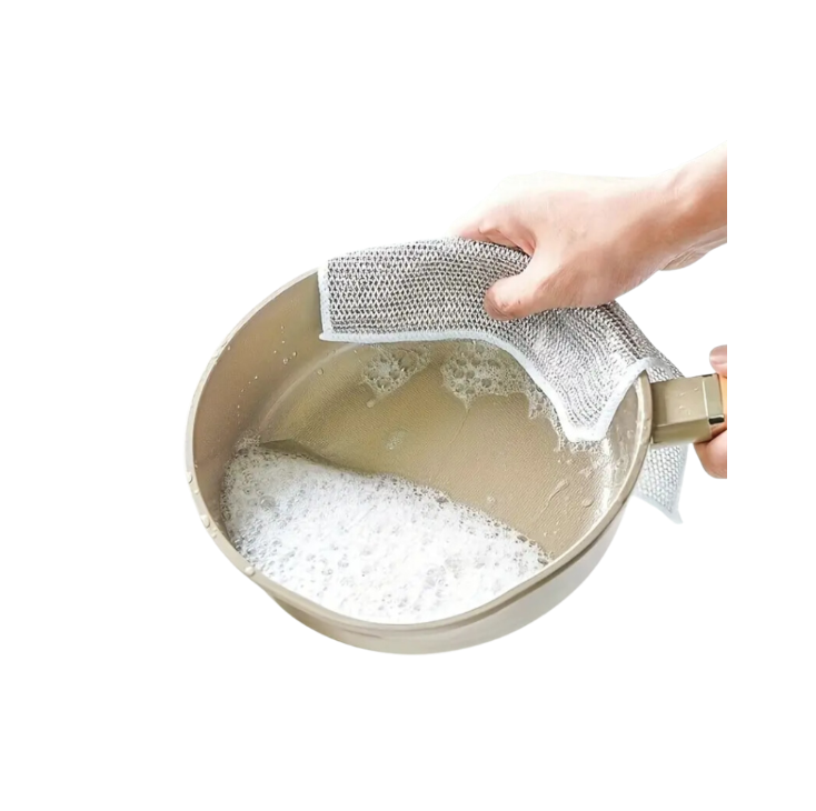 Lot de 8 Torchons de Cuisine à Séchage Rapide – Tampons à Récurer Réutilisables en Microfibre et Fil Argenté