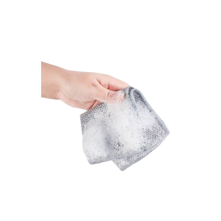 Lot de 8 Torchons de Cuisine à Séchage Rapide – Tampons à Récurer Réutilisables en Microfibre et Fil Argenté Image secondaire du produit