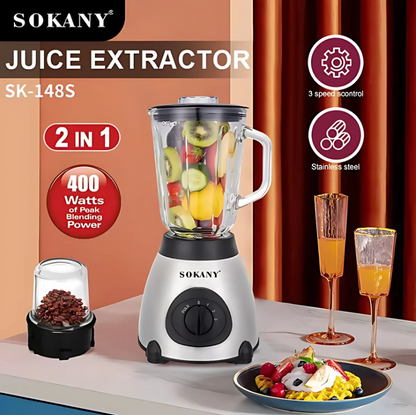 Sokany SK-148S, roestvrijstalen blender, 400 W