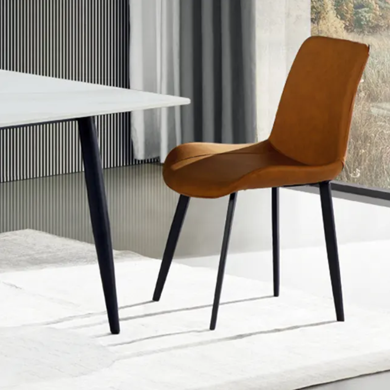 Minimalistische stoel in Scandinavische stijl met luxe lederen bekleding (verkocht in sets van 4)