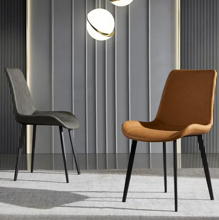 Minimalistische stoel in Scandinavische stijl met luxe lederen bekleding (verkocht in sets van 4)