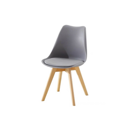 Set van 4 Scandinavische designstoelen met stijve plastic schaal en poten in grijs/zwart