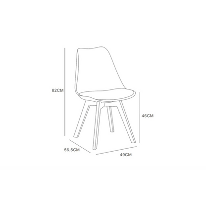 Set van 4 Scandinavische designstoelen met stijve plastic schaal en poten in grijs/zwart