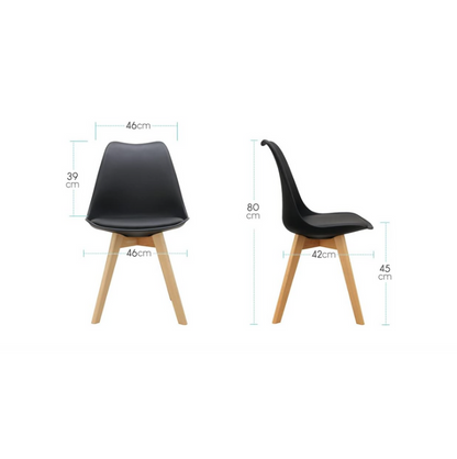 Set van 4 Scandinavische designstoelen met stijve plastic schaal en poten in grijs/zwart