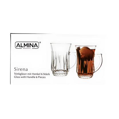 ALMINA Sirena Verres à Thé – Lot de 6, 155 ml, Élégants et Durables