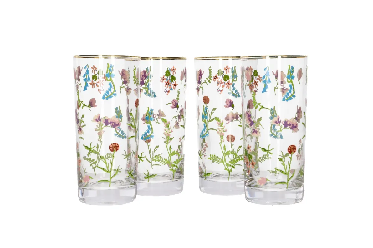 Ensemble de Verres Danny Home : Whisky, Cocktail et Champagne avec Design Floral et Pointe Dorée