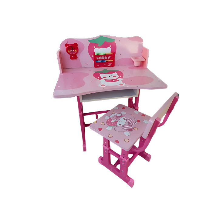 Bureau pour Filles avec Chaise Ajustable et Motif Chaton