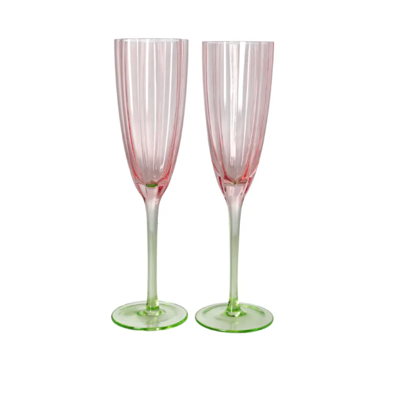 Set de 2 Verres Élégantes – Design Bicolore Rose et Vert – Danny Home™ Image secondaire du produit