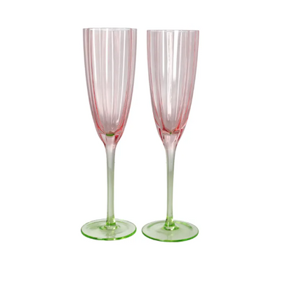 Set de 2 Verres Élégantes – Design Bicolore Rose et Vert – Danny Home™