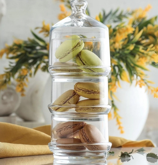 LAV Berry – Mini plateau en verre empilable avec cloche (3 pièces)